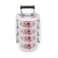 (LONGFEI) Home Use Malaysian Style 4 Schichten Emaille Decal Food Carrier
